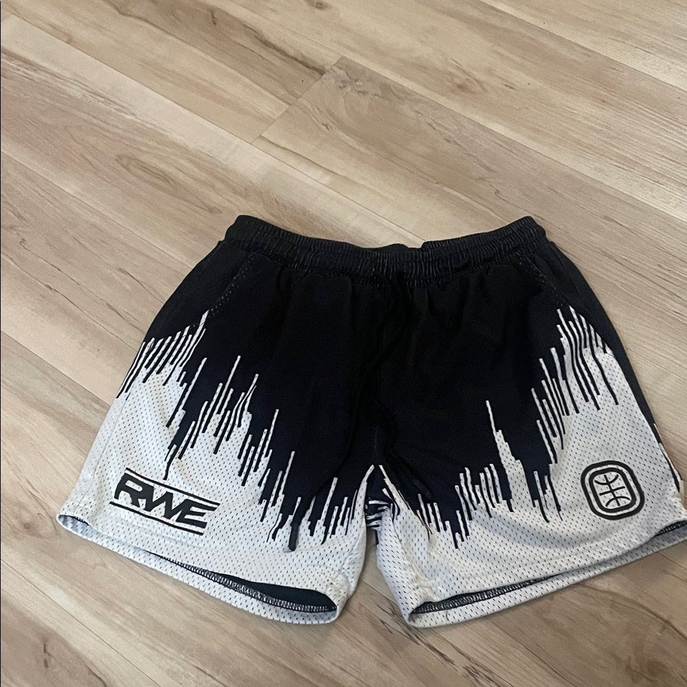 RWE overtime  Black and White Athletic Shorts